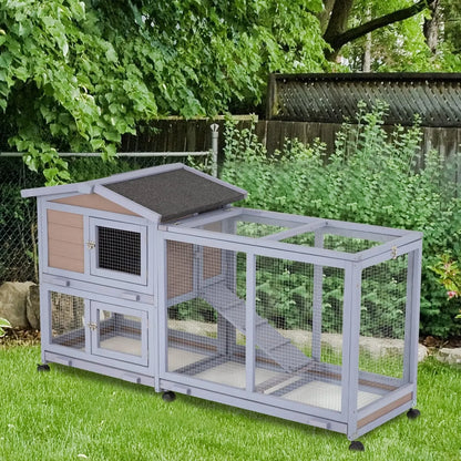 Wooden Rabbit Hutch. Two Layers. Chicken Coop, Outdoor Indoor. Guinea Pig & Bunny Cage. Waterproof Roof.