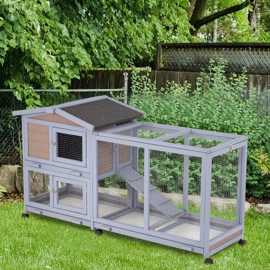 Wooden Rabbit Hutch. Two Layers. Chicken Coop, Outdoor Indoor. Guinea Pig & Bunny Cage. Waterproof Roof.