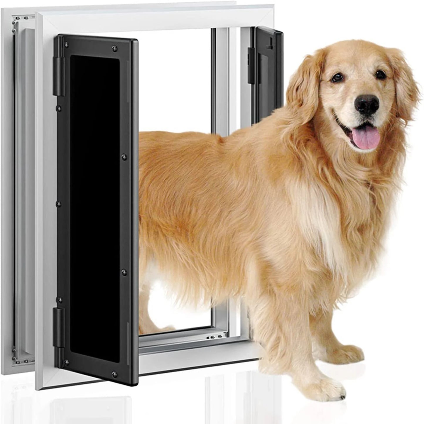 Dogs Door with Flap. Heavy Duty Doors. Large Aluminum Pet Doo.r Energy Efficient, Durable for Exterior Outdoor/Indoor Wall Door