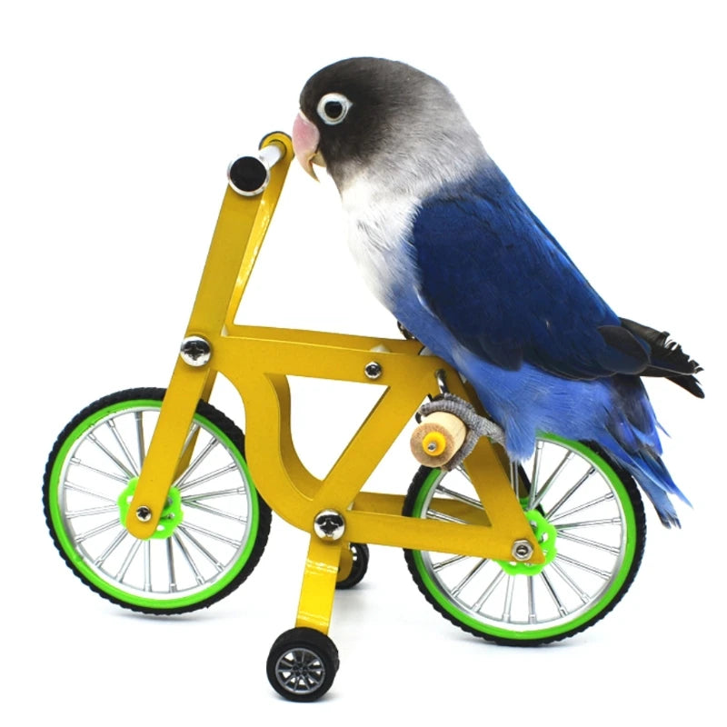 Bird Intelligence Training Props. Yellow Bicycle Toy. Parrot Educational Table Top Trick. Prop Toys for Parakeet and Cockatoos