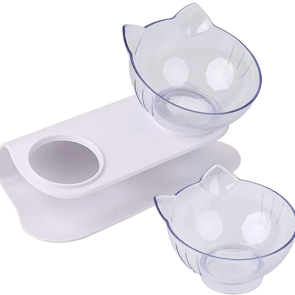 Cat Bowls. Durable Fall Resistant, 15 Degree Tilt. Double Cat Food and Water Bowl