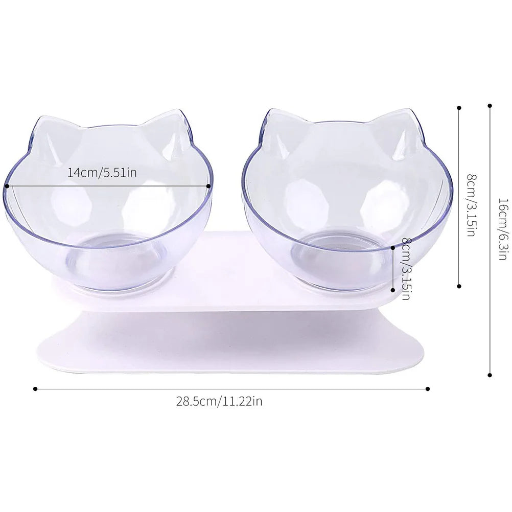 Cat Bowls. Durable Fall Resistant, 15 Degree Tilt. Double Cat Food and Water Bowl