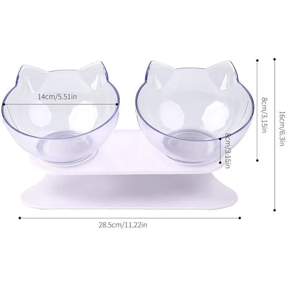 Cat Bowls. Durable Fall Resistant, 15 Degree Tilt. Double Cat Food and Water Bowl