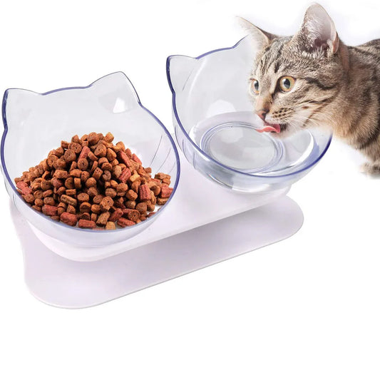Cat Bowls. Durable Fall Resistant, 15 Degree Tilt. Double Cat Food and Water Bowl