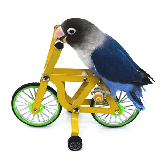 Bird Intelligence Training Props. Yellow Bicycle Toy. Parrot Educational Table Top Trick. Prop Toys for Parakeet and Cockatoos