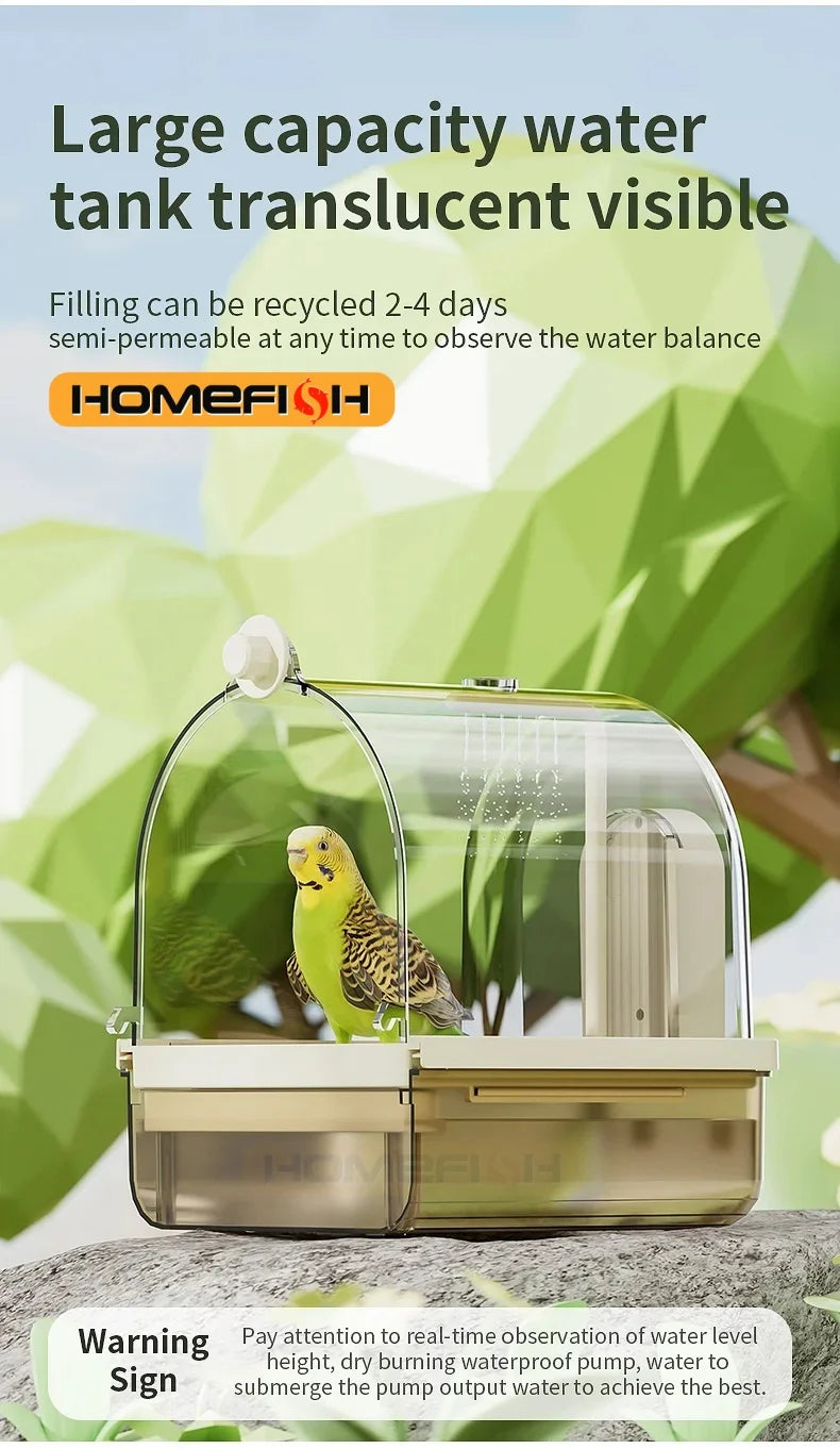 Clear Hanging Bird Bath. Automatic Water Circulation. Bath/ Shower For Birds. Easy to clean. Space Saving Design
Bird Cage Accessory