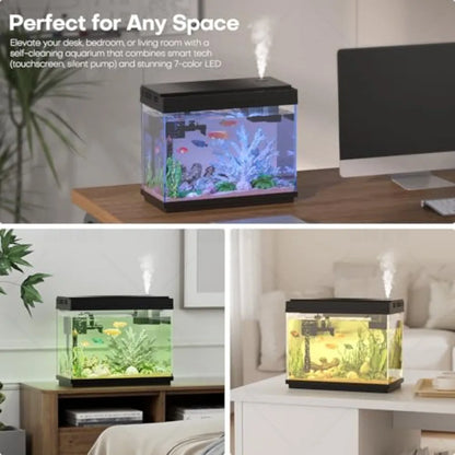 Compact Desktop Fish Tank. Smart Aquarium Kit with 2.5Gal Auto Humidifying Feature. Intelligent Mist Spray System. Ultra Quiet, Silent.