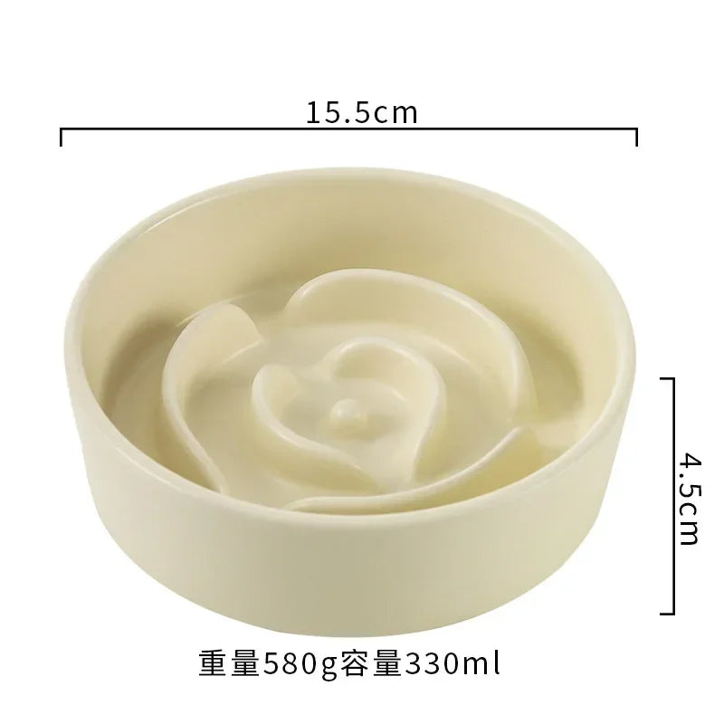 Ceramic Cat or Dog Bowl. Small and Medium-Sized Dogs. Slow Feeding, Anti-Choke Slow Food Bowl. Anti-Tumble