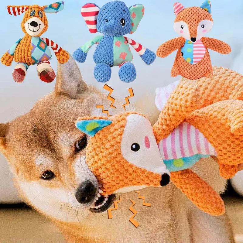 Pet Plush Toys. Cute Elephant Plush Chew Toy. Squeaky, Bite-Resistant, Puppy Teething Training.