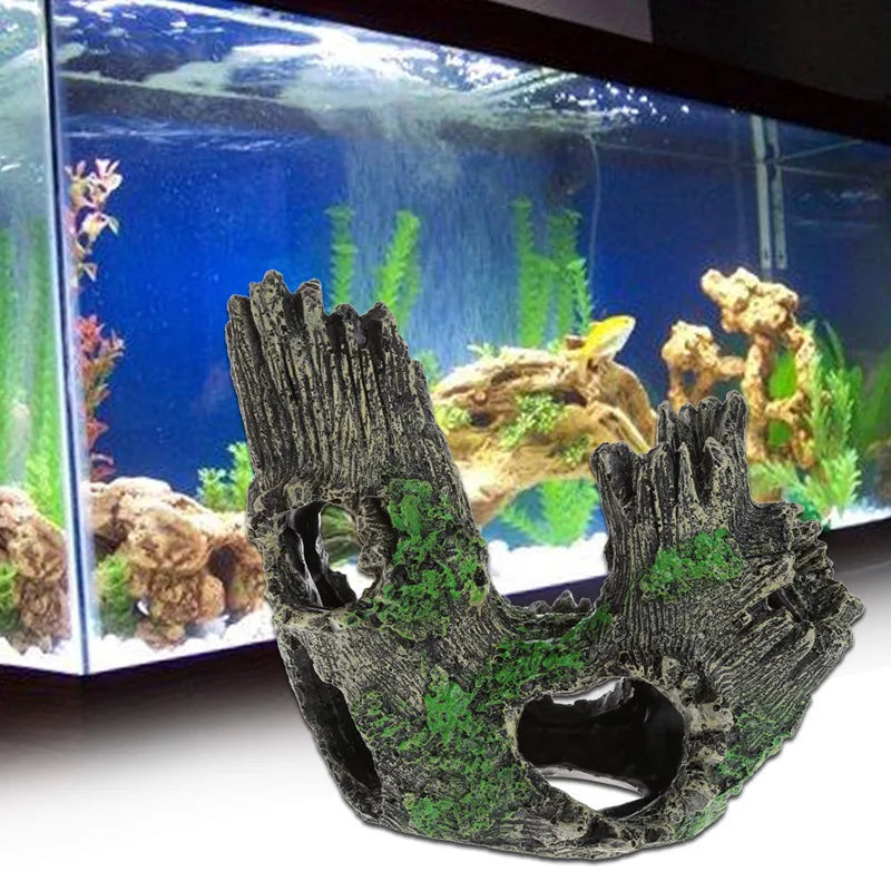 Aquarium Hollow Log Decor Multifunction Resin Fish Hiding Cave. Non-toxic for Fish Tank