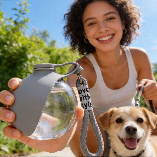 1PC, 545ml Portable & Hangable & Lightweight Pet Water Bottle for On-the-Go Outdoor Use. Food-grade Silicone Bottle.