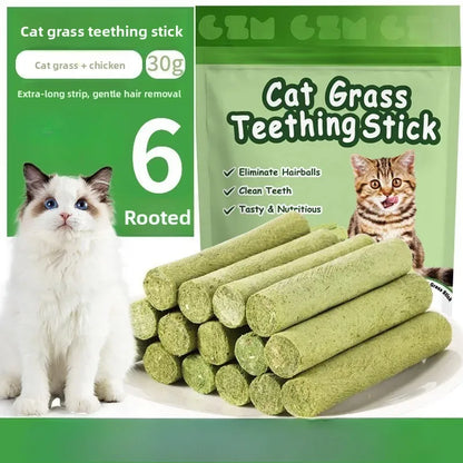 Cat Grass Stick Treats. Hairball Remover, Digestive Supplement for Cats. Mild Hair Removal Catnip Snack. Bite Resistant Chews
