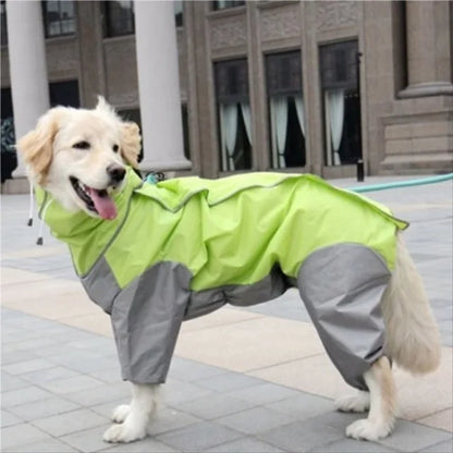 Waterproof Raincoat For Dogs. Suits, Dot Rain Cape For Medium/Big Dogs. Hooded Jacket/Poncho. Pet Rain Coat