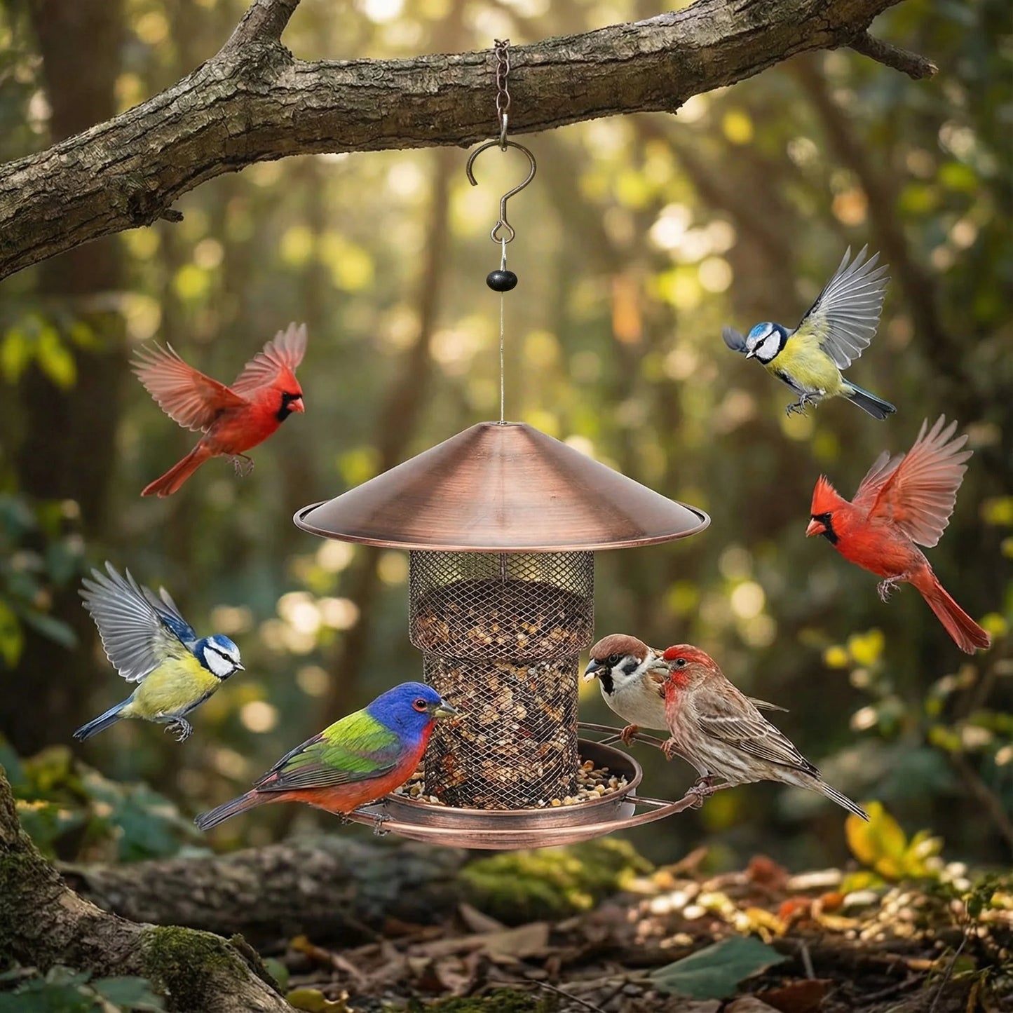Bird Feeder. Large Capacity, Squirrel Proof. Heavy Duty Metal Bird Feeders for Outside