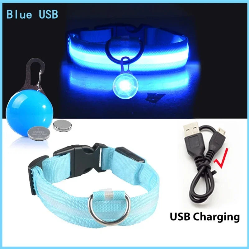 Usb Charging Glowing Collar With Pendant Detachable Luxury Led Light. For Small Dogs Cat Night Safety