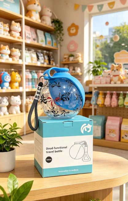 1PC, 545ml Portable & Hangable & Lightweight Pet Water Bottle for On-the-Go Outdoor Use. Food-grade Silicone Bottle.