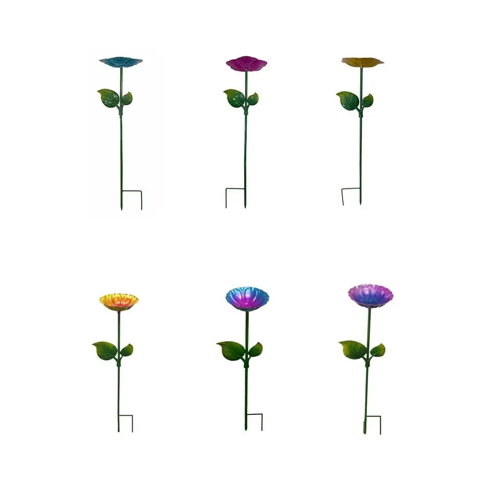 Bird Food/Water Bowl. Iron Flower Shaped Bird Bath. Large Capacity, Durable Bird Feeding Dish. Convenient Bird Bathtub for Yard/Courtyard
