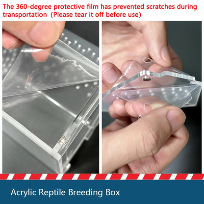 House-Shaped Acrylic Reptile Breeding Box. Transparent Pet Habitat for Spiders, Lizards & Insects. Magnetic Door & Breathable