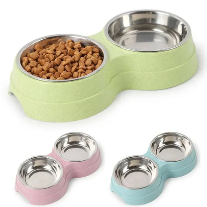 Stainless Steel Double Pet Bowls. Dog Food And Water Feeder Dish. Cat& Puppy Feeding Supplies. Small Dog