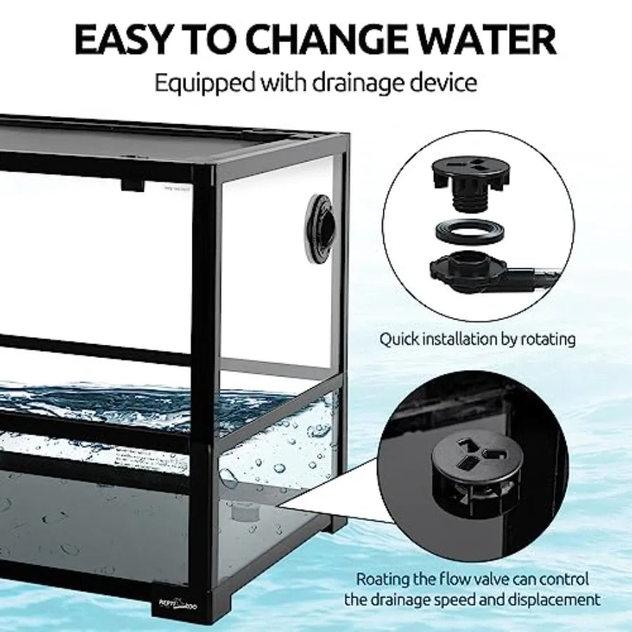 18 Gallon Turtle Tank Aquarium 30×12×12 Tortoise Habitat Water-Land Ecological. Tank with Drainage System