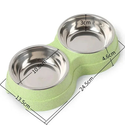 Stainless Steel Double Pet Bowls. Dog Food And Water Feeder Dish. Cat& Puppy Feeding Supplies. Small Dog