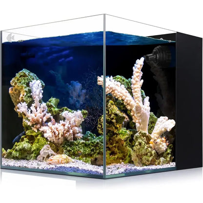 8-Gallon Saltwater Tank with Low Iron Glass, 45° Joints, Ideal for Marine and Reef Aquariums