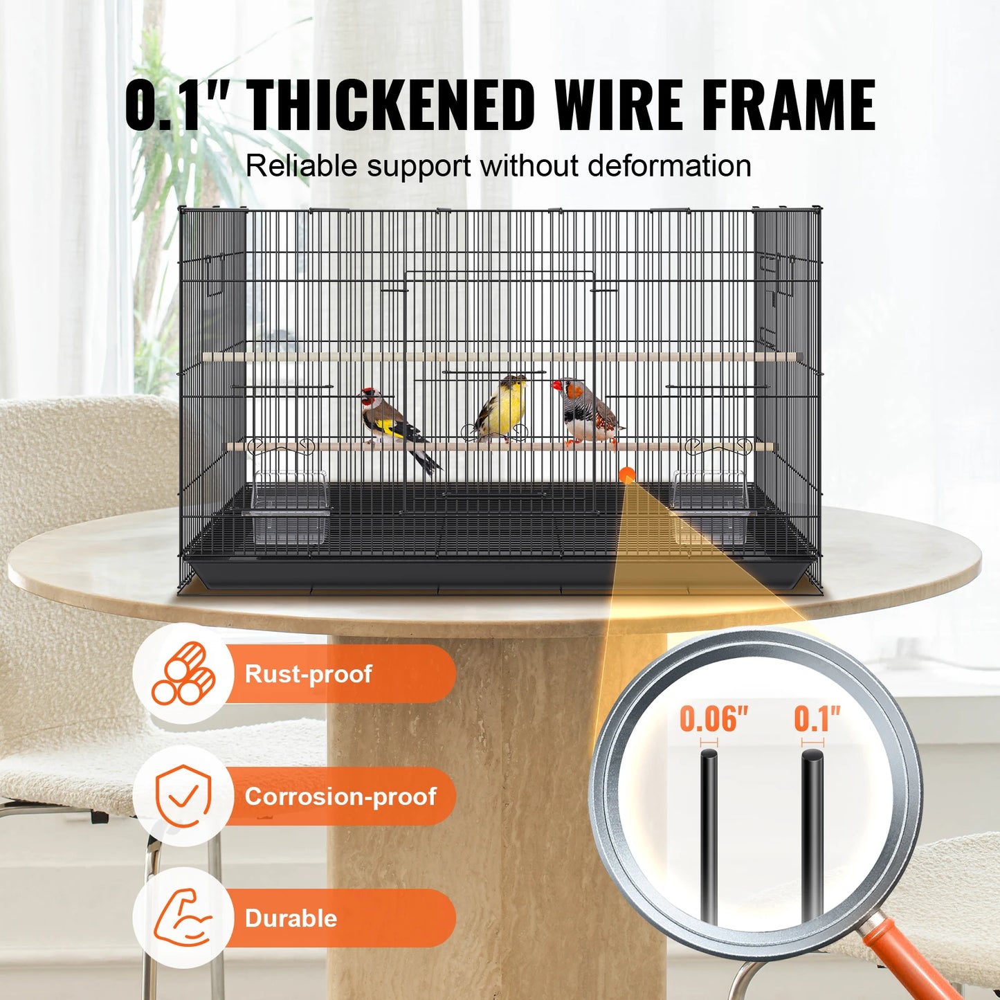 30 inch Pet Bird Cage. Metal, Large Parakeet Cages with Rolling Stand Tray for Cockatiels, Parrot, Budgies, Lovebird & Canaries