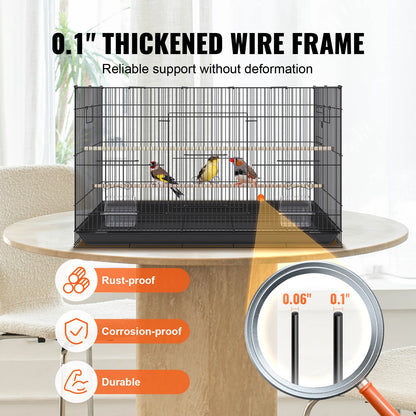 30 inch Pet Bird Cage. Metal, Large Parakeet Cages with Rolling Stand Tray for Cockatiels, Parrot, Budgies, Lovebird & Canaries
