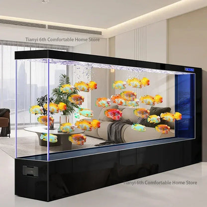 Super Large Transparent Luxury Aquariums. Long Floor-to-ceiling Fishbowl