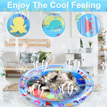 Pet Water Sensory Play Mat for Cats and Dogs. Thickened Cooling Pad. Interactive, Self Play Toy for Pets Indoor Activity