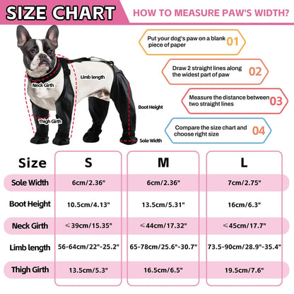 Dog Full-Leg Waterproof Protectors. Mud & Stain Resistant. Non-Slip Dog Shoes Perfect for Medium & Small Pet Breeds in Rainy Days