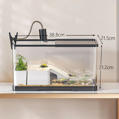 Turtle Tank/ Aquarium with Cover & Basking. Reptile Habitat for Frog, Snake, Amphibians and Small Reptile Leopard