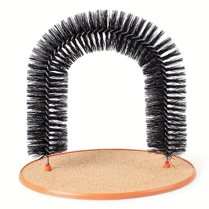Cat Toy Arch. Self Groome, Pamper Feline with A Massage. Grooming /Rubbing Brush with Scratching Pad . Toy for Cats. Interactive Toys