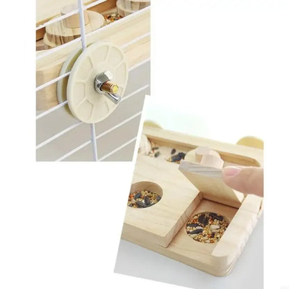 Bird Activity. Wooden Foraging Platform with Enrichment. Puzzle Sliding Block. Parrots Perch Toy with Compartments