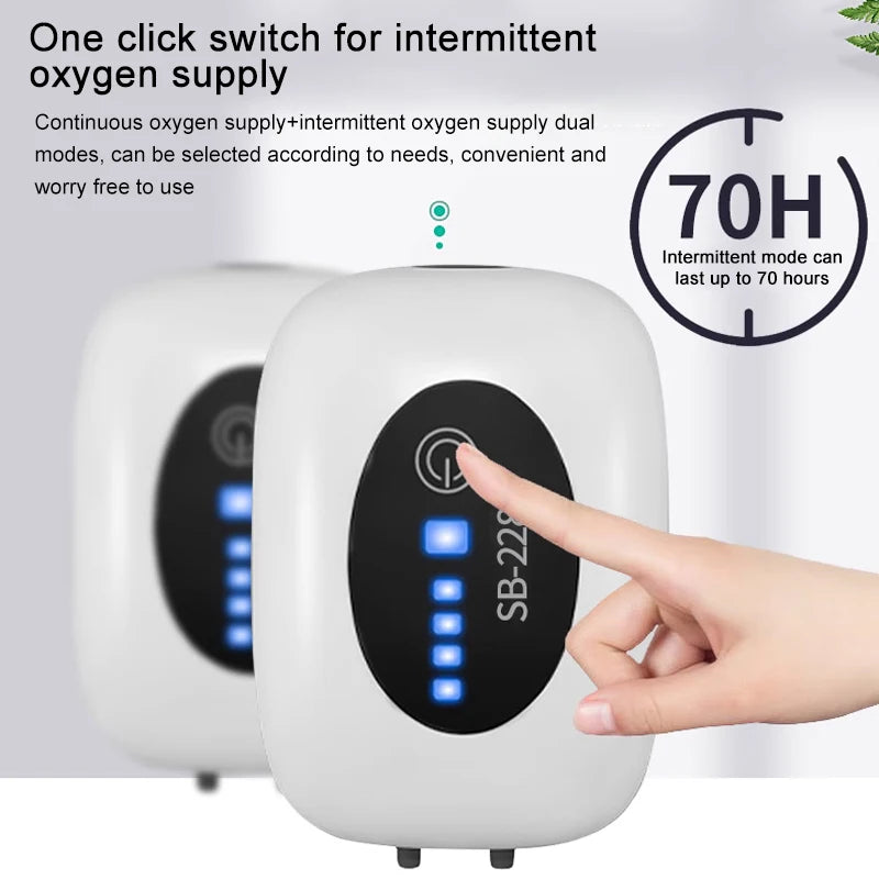 SOBO Aquarium  Oxygen Air Pump Compressor, Charging Silent USB with Battery Portable Fishing Oxygenator 6000mA