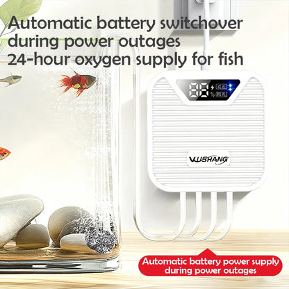 3W Aquarium Oxygen Pump, Oxygenator Outdoor Fish Tank Usb Rechargeable, Mute Dual/Four Outlets