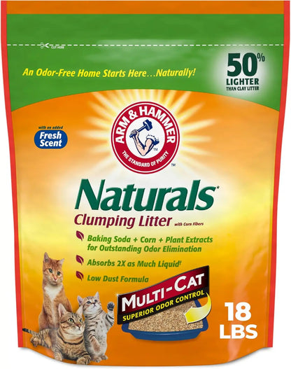 Natural Clumping Cat Litter for Odor Control, Multi-Cat Formula, 18 lb Bag