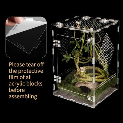 Transparent Acrylic Reptile Breeding Box For Geckos, Lizards, Snakes And Insects. Large Desktop Display Storage For Home Desk Decor