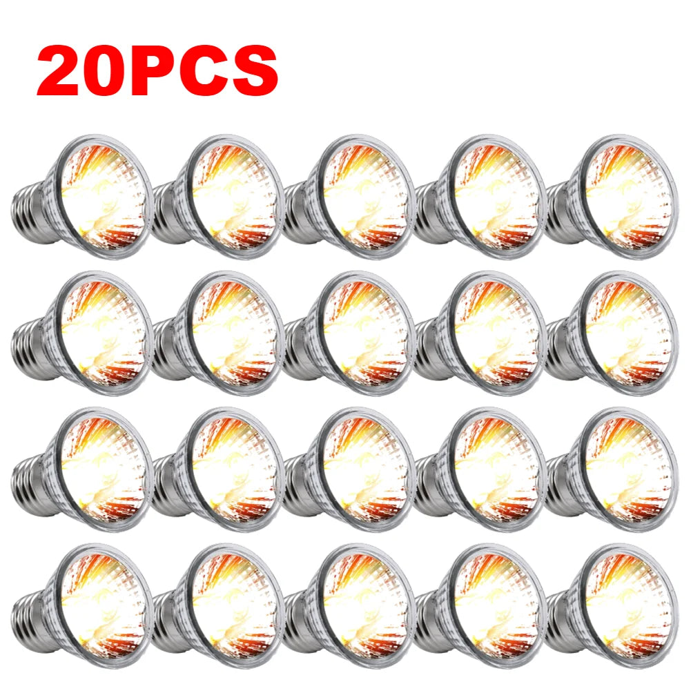 5/10/15/20PC 25W Reptile Heating Light Bulb. Full Spectrum Basking UV Lamp for Turtle, Snake, Lizard & Amphibians Temperature Control