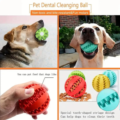 Pet Food and Treat Feeder. Dog Ball, Nontoxic, Bite Resistant Interactive Chew Toy. Teeth Cleaning Ball.