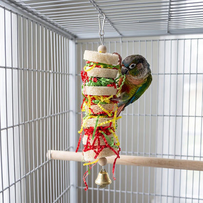 Funny Bird Toys. Parrot Toys Swing. Parrot Cage, Natural loofah. Hanging with Bell. Cockatiel, Parakeet Pet Bird Bites, Climb Chew Toys