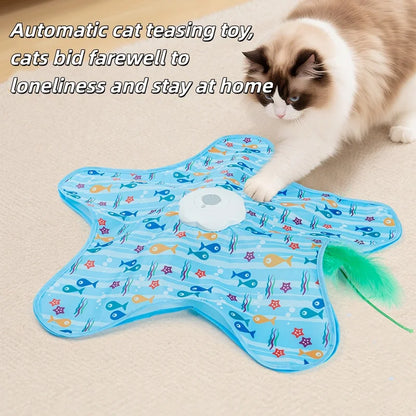 Cat Hunting Carpet, Teasing Stick, Five Pointed Star Toy.  Automatic Rotating Wheel, Self  Entertainment Hiding Hood, Interactive Cat Toy
