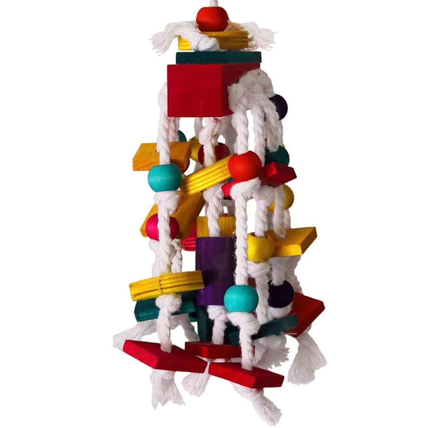 Cage Hanging . Bird Climbing, Chewing Toys. Multicolored Natural Wooden Bird Chewing Toys for Conure, Cockatiel, Budgies and others.