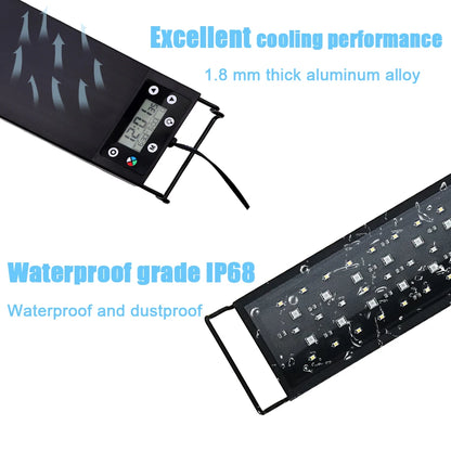 30-60cm Fish Tank 24/7 Full Spectrum Lighting. LED Light Aquarium Aquatic Plant Growth Lamp IP68 Waterproof 100V-240V
