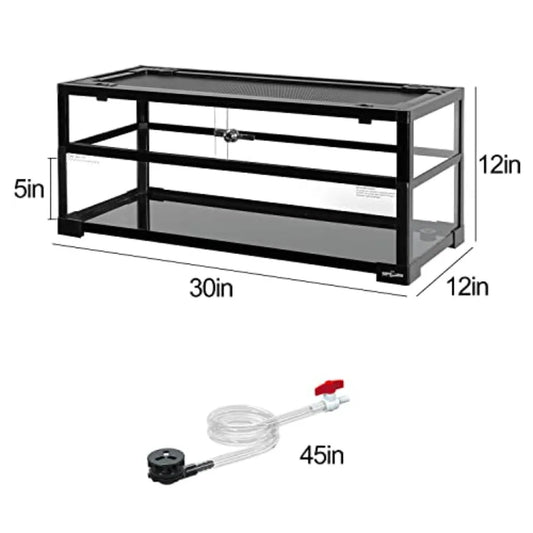 18 Gallon Turtle Tank Aquarium 30×12×12 Tortoise Habitat Water-Land Ecological. Tank with Drainage System