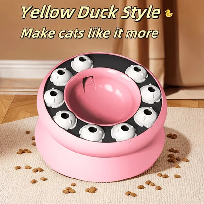 Interactive Cat Treat Dispenser Toy, Rotating Food Puzzle Bowl, Slow Feeder for Cats/Kittens, Funny Paw Work Design