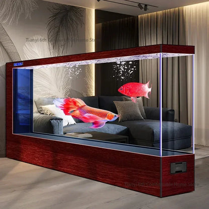 Super Large Transparent Luxury Aquariums. Long Floor-to-ceiling Fishbowl