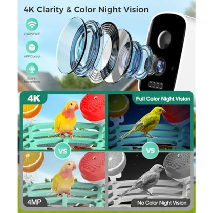 Bird Feeder with Camera. 4K HD AI Birds Species Identification Cam. Smart Bird Camera with Solar Powered Auto Capture and Instant