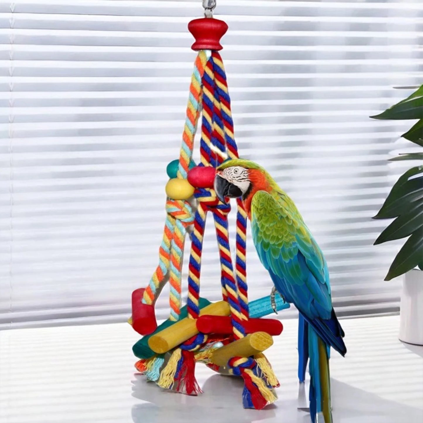 Cage Hanging . Bird Climbing, Chewing Toys. Multicolored Natural Wooden Bird Chewing Toys for Conure, Cockatiel, Budgies and others.