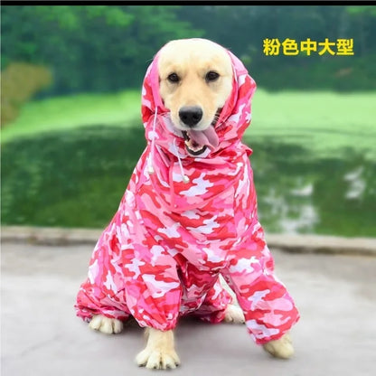 Waterproof Raincoat For Dogs. Suits, Dot Rain Cape For Medium/Big Dogs. Hooded Jacket/Poncho. Pet Rain Coat